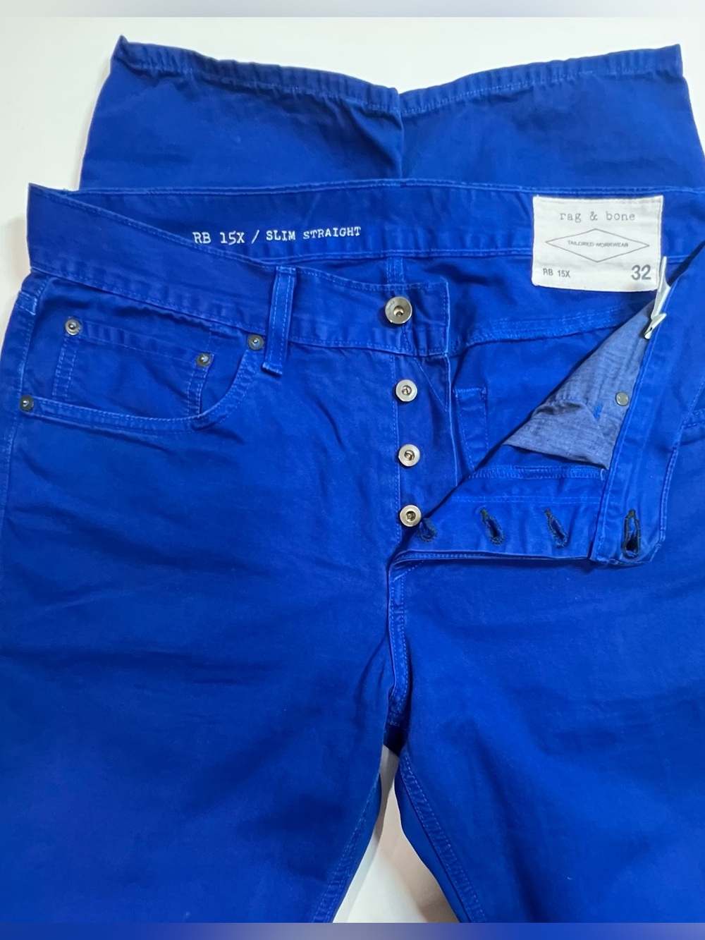 rag & bone Slim Straight Jeans in Royal Blue Size W32 L33 Price 60